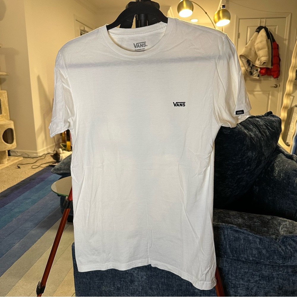 Vans Left Chest Logo Classic Fit Cotton Short Sleeve Tee in White